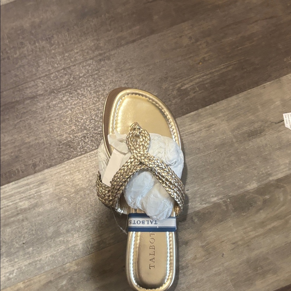 Talbots gold braided thong sandals - Picture 2 of 3